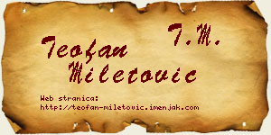 Teofan Miletović vizit kartica